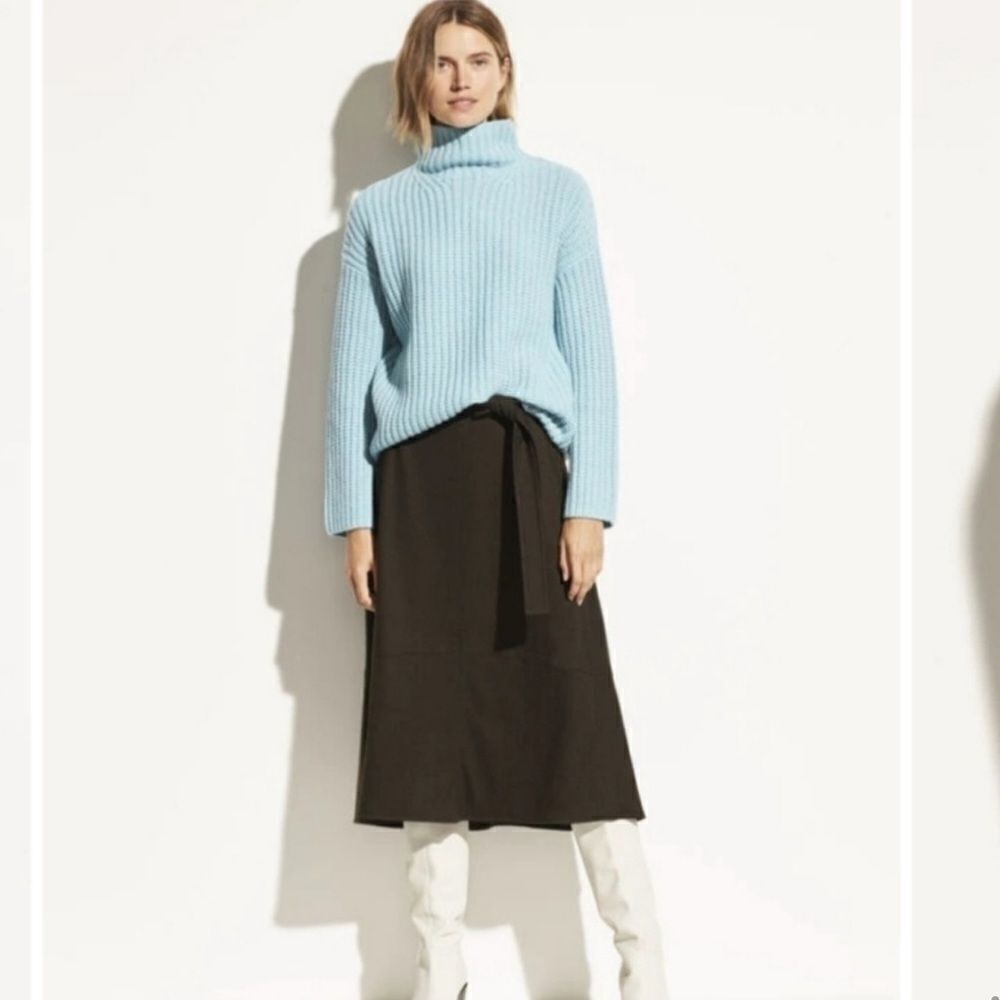 Vince Lofty Rib turtleneck chunky sweater . Blue . Xs